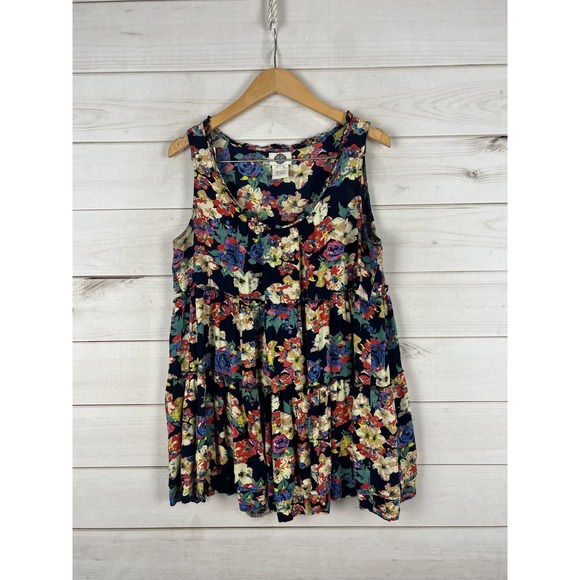 Catalog Classics Tank Top Womens XL Floral Sleeveless Tunic Rayon - Picture 1 of 5